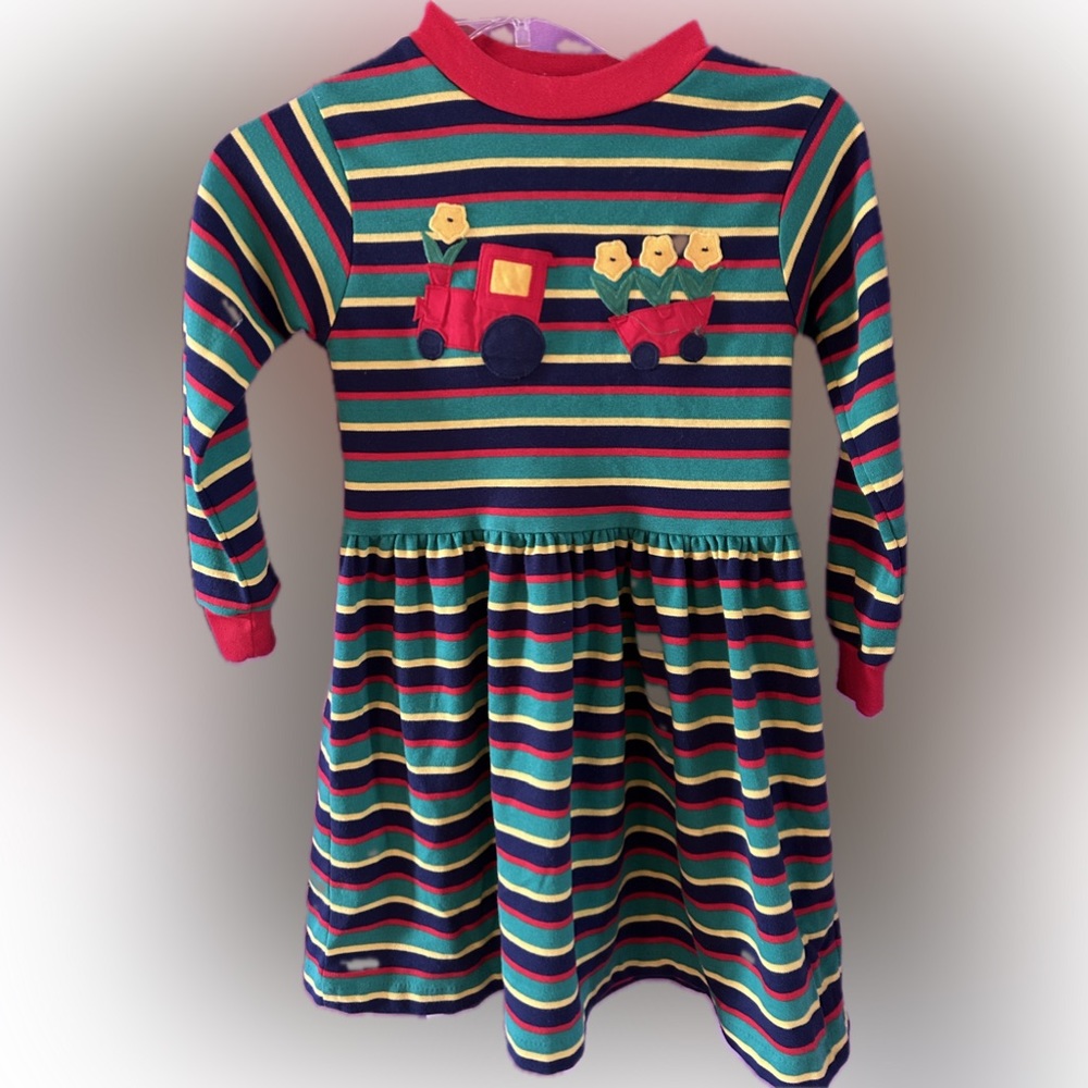 7 vintage girls striped dress melissa jackson 100% cotton